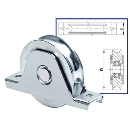 Ruota zincata Ø90 mm con gola semitonda e cuscinetto – per cancelli scorrevoli – Comunello Art.337