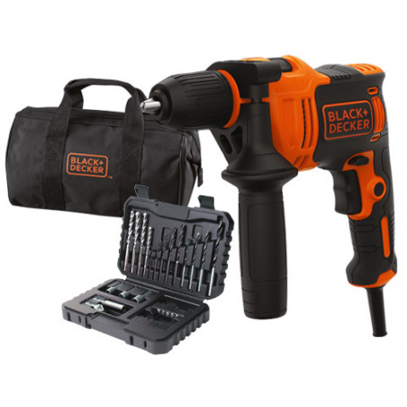 Trapano a percussione 710W – mandrino autoserrante 13 mm – velocità variabile – Black+Decker BEH710SA32