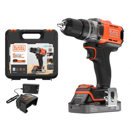Trapano avvitatore 18V 2.0Ah – doppia velocità – valigetta – Black+Decker BCD382D1XK