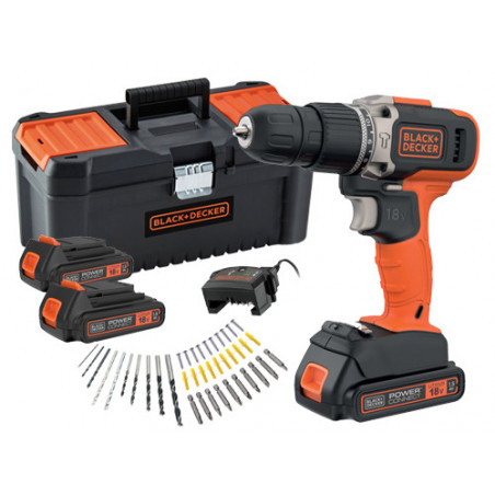 Trapano avvitatore a percussione 18V – BCD003C3TA – 2 batterie 1,5Ah e valigetta – Black+Decker