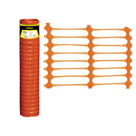 Rete segnaletica da cantiere arancione 50m H100cm maglia 140x40mm – Signal – uso delimitazione aree di lavoro – Brixo