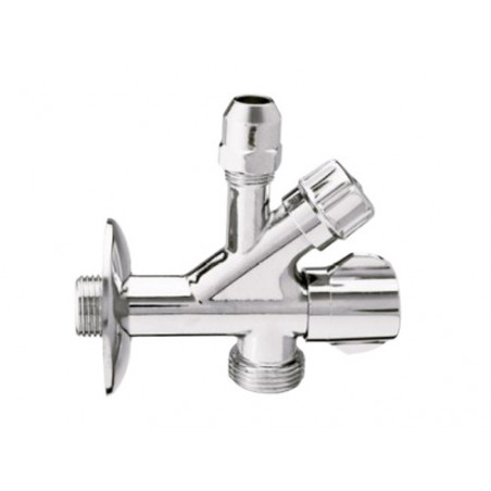 Rubinetto combinato sottolavabo 1/2" in zama cromato per miscelatore e lavatrice