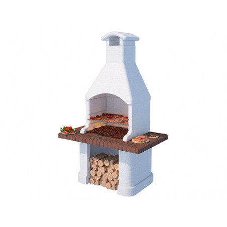 Barbecue prefabbricato in pietra Ardente – Griglia cromata 74x40 cm – 150x90x241 cm – Beton BBQ