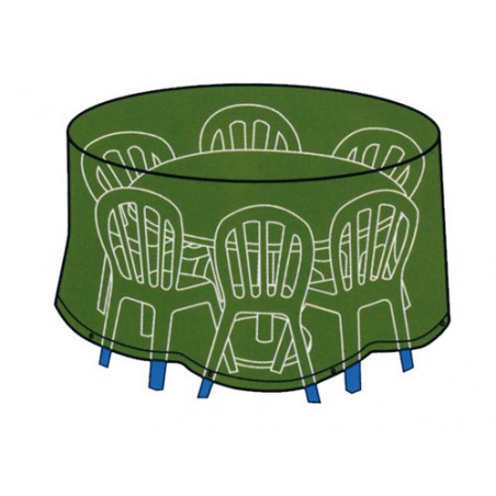 Copertura per tavolo tondo con sedie Ø193x89 cm – PVC verde con elastico – GDLC