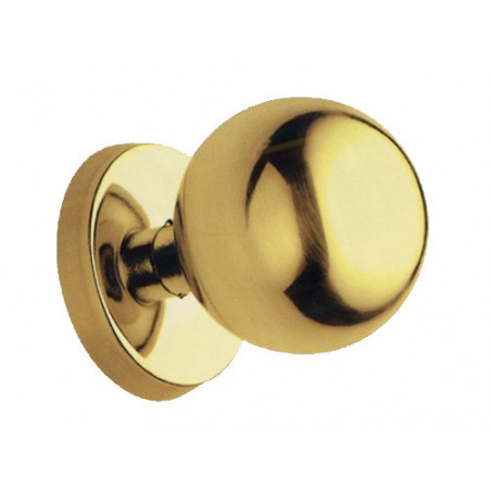 Pomolo sferico per portoncino – A.740 – Ottone lucido Ø70 mm con rosetta Ø60 mm