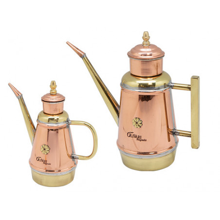 Oliera artigianale in rame e ottone – Capacità 0,5 litri – Stile tradizionale napoletano – Olivari