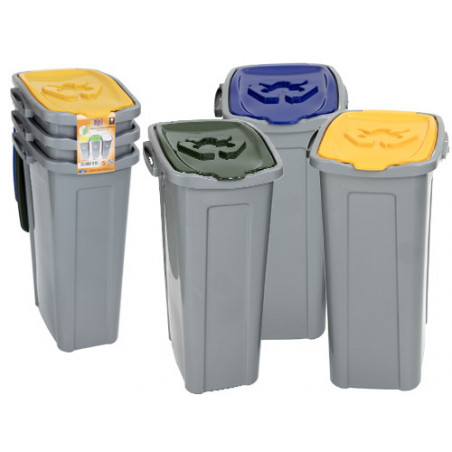 Set pattumiere salvaspazio 3 pezzi – Capacità totale 105 L – Coperchi colorati – Duplast