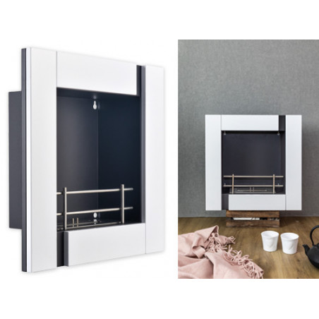 Inserto per camini a bioetanolo Picasso – 1,2 litri – MDF bianco con inserto nero