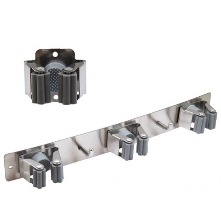 Gancio portascope a 3 posti – supporto in plastica resistente – fissaggio a parete