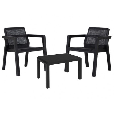 Set salotto da giardino 2 posti in resina effetto juta – Poltrone e tavolino – Toomax