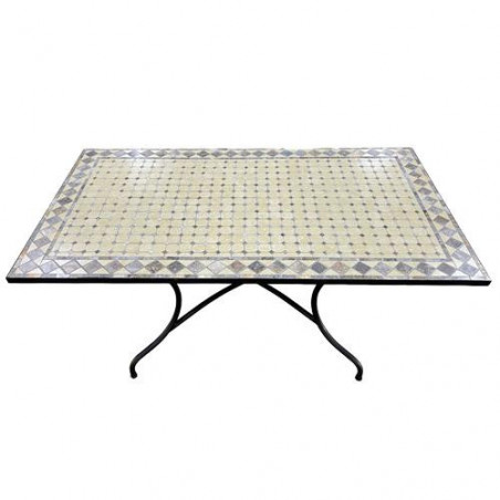 Tavolo da giardino rettangolare 160x90 cm con piano in mosaico simil pietra – Swing – GDLC