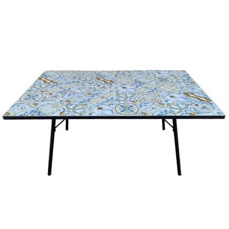 Tavolo da giardino rettangolare 160x100 cm con piano in ceramica decorata – Soul – GDLC