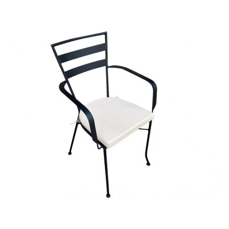 Poltrona da giardino con cuscino, struttura in acciaio nero – Indie – GDLC