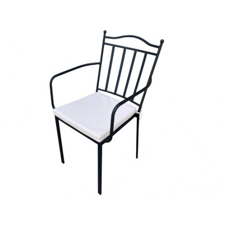 Poltrona da giardino con cuscino in ferro verniciato nero – Modello Funk – GDLC