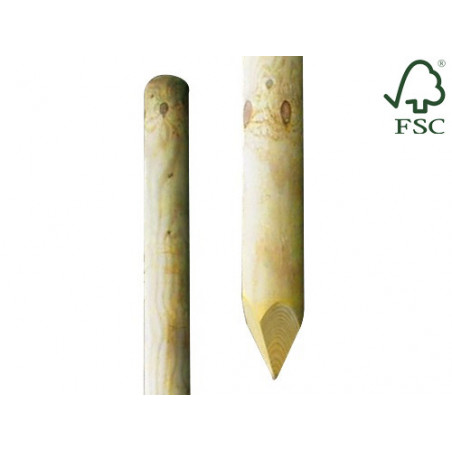 Palo tondo in legno impregnato con punta 10x200 cm – Supporto robusto per recinzioni e strutture da esterno – Lasa