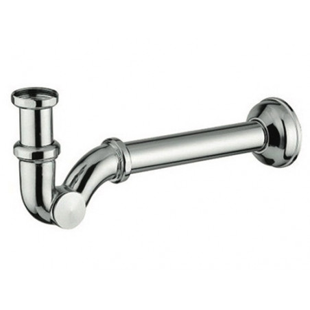 Sifone a S in ottone cromato 1" senza piletta – Tubo regolabile per lavabo