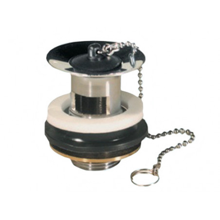 Piletta per lavabo 1"1/4 con tappo in gomma – Ottone cromato