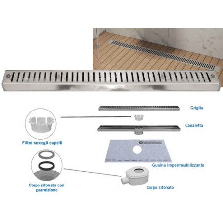 Canaletta doccia acciaio 75 cm CN75-01KIT – Brixo