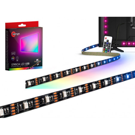 Striscia LED RGB 3 m con USB e telecomando per TV fino a 75" – Century