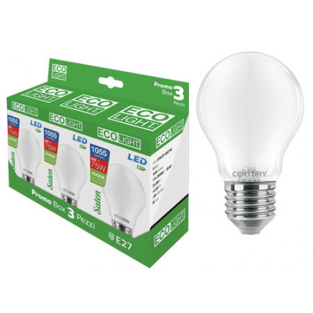 Lampadine LED Saten Globo 8 W – 806 rim – 3 pz – Ecolight