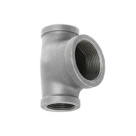 Tee ghisa zincata – tee F.130 Ø 1¼" femmina-femmina per derivazioni idrauliche e gas
