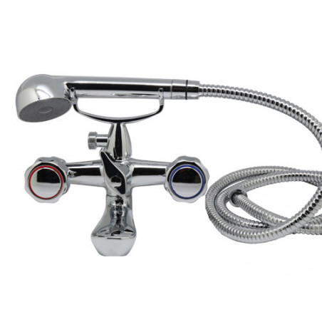 Rubinetto vasca con doccia – miscelatore cromato con salterello e flessibile 120 cm – Art.104