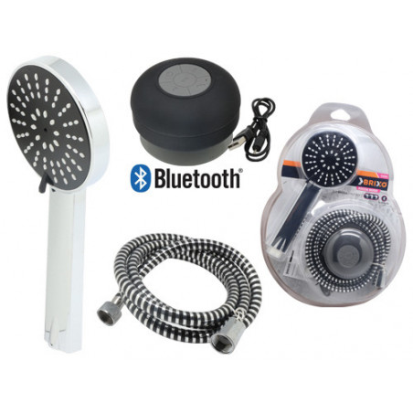 Kit doccia Brixo Music Shower cromo – speaker Bluetooth & flessibile