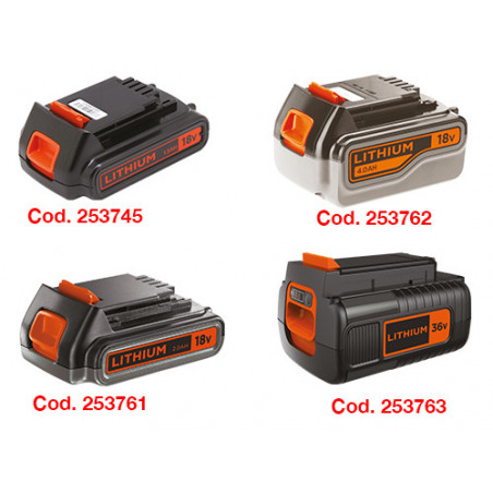 Batteria 18 Volt Li-Ion 2,0 Ah per utensili 18 V – compatibile potatori e trapani – Black & Decker