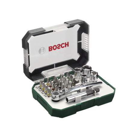 Set inserti 26 pz con cricchetto e porta-bit color-code - Bosch