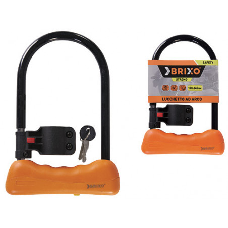 Lucchetto ad arco moto Strong 170×245 mm acciaio Ø 13 mm con 2 chiavi - Brixo