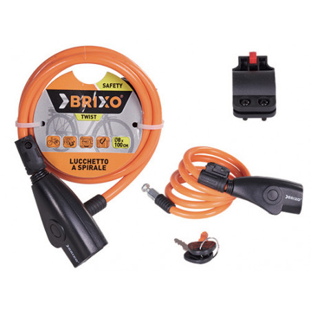 Lucchetto spirale bici Twist 12 × 1500 mm robusto con 2 chiavi - Brixo