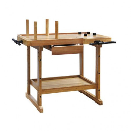 Banco da lavoro in legno 102×50×84 cm con cassetto - Brixo Artigiano
