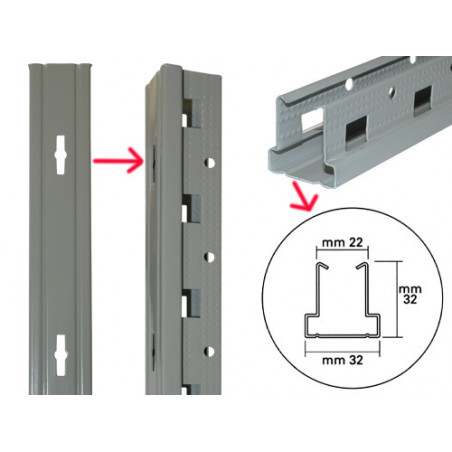 ELIMINARE H8Montante scaffale 200 cm 35×35 mm RAL 7038 HB1 - Brixo
