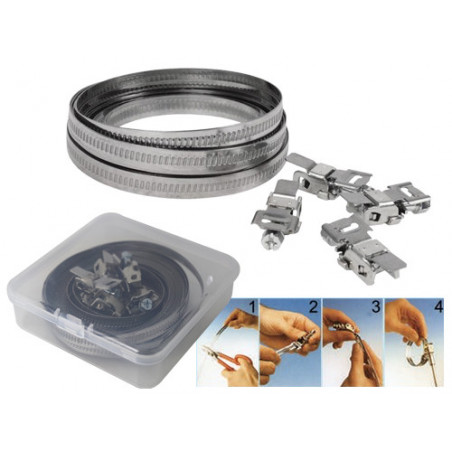 Fascette a rotolo W2 FRB-3 banda piena 9 mm inox AISI 430 3 m con ganci