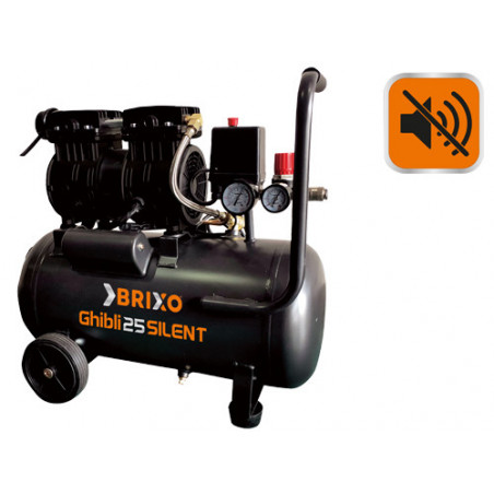 Compressore silenziato Ghibli 24 L carrellato 8 bar 1 HP basso rumore - Brixo