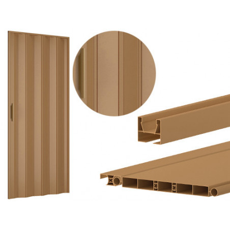 Porta a soffietto PVC effetto Douglas H210 cm per interni umidi e salvaspazio