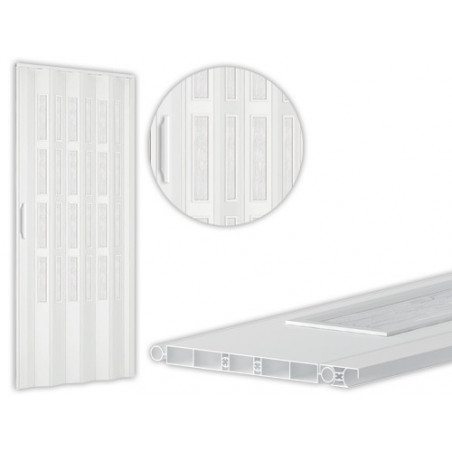 Pannelli PVC bianco H210 cm con inserti vetro per porte a soffietto – interni