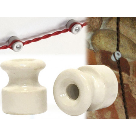 Isolatore porcellana Ø 18 mm 6 pz bianco per cavi a vista