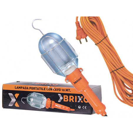Lampada portatile con cavo 10 m – gancio zincato – Brixo