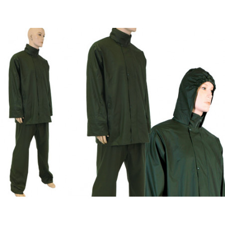 Completo PU Brixo verde taglia L – giacca e pantaloni antipioggia