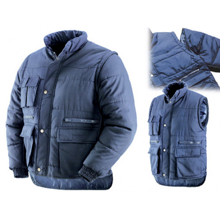 Giaccone Savoia 2 in 1 blu taglia XXL – maniche staccabili e imbottitura poliestere