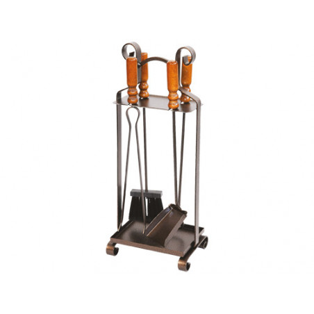 Set attrezzature camino Totem 4 pz – paletta, scopino, pinza e porta utensili