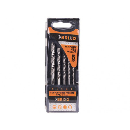 Set punte Brixo HSS fresate 3–8 mm 5 pz – alta precisione metallo