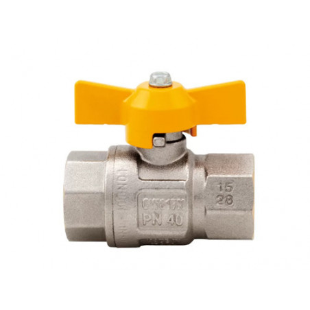 Valvola a sfera gas maniglia F–F 1" – ottone certificata Art. 068 per uso frequente
