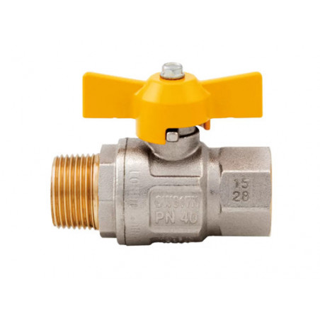 Valvola a sfera gas maniglia M–F ¾" – ottone certificata Art. 069 per uso frequente