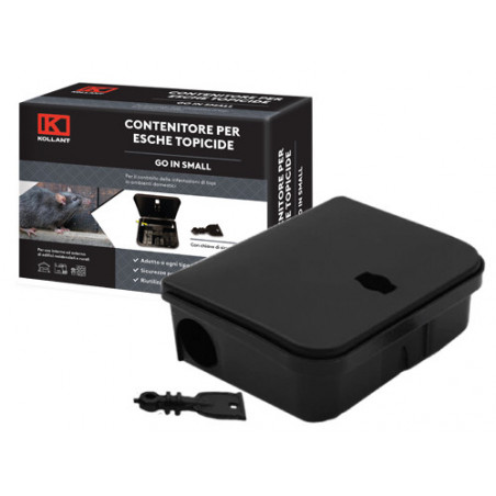 Contenitore esca topicida GO-IN small – plastica nera 13×10×4 cm – Kollant