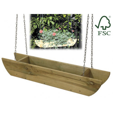 Fioriera sospesa Alberiamo L 90 cm – abete/pino impregnato – con catena – Made in Italy