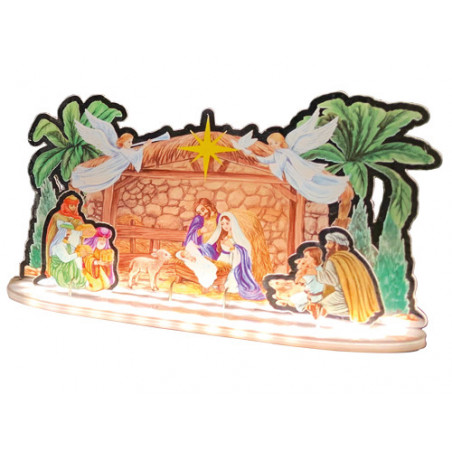 Natività Crystal LED – scena sacra luminosa – interno – pile