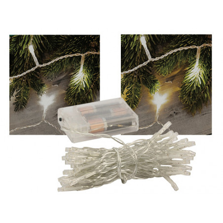 Catena 50 LED a batteria bianco – interno – cablaggio invisibile