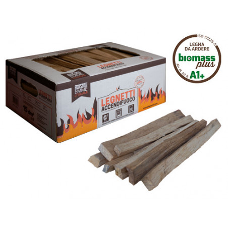 Legnetti accendifuoco A1 Plus box 15 dm³ legno naturale essiccato – Certificato